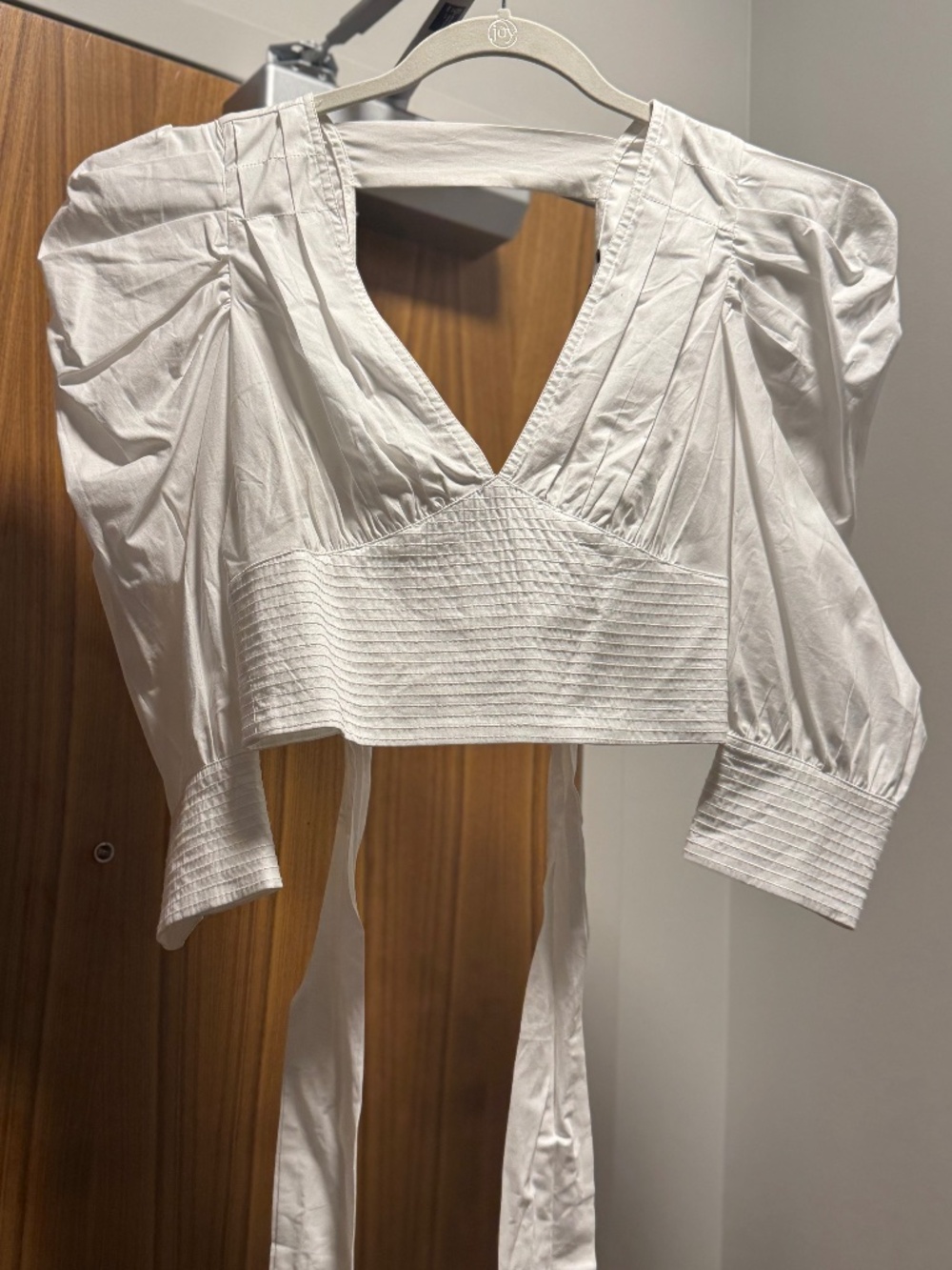 NWT Studio F White Corset Top |Backless Puffy 3/4 Sleeve